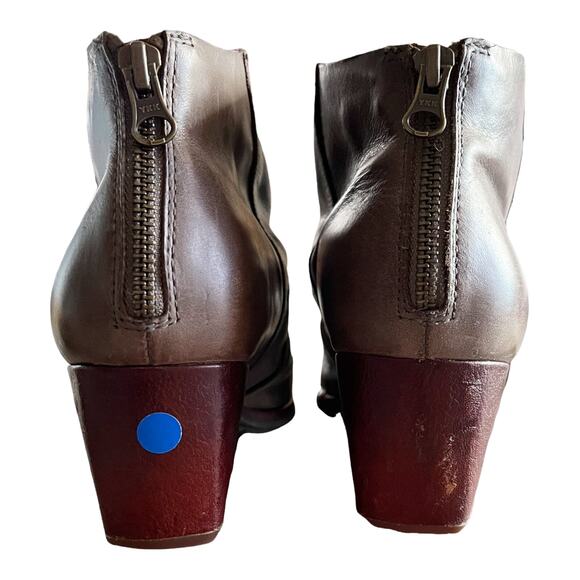 KORK EASE Kissel Ankle Boots Ruched Leather Block Stacked Heels Back Zipper 9M - Picture 10 of 14